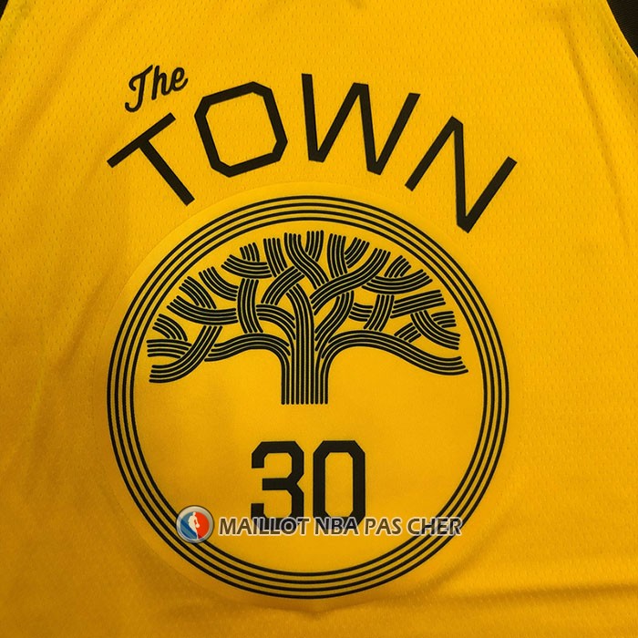 Maillot Golden State Warriors Stephen Curry NO 30 Earned Jaune